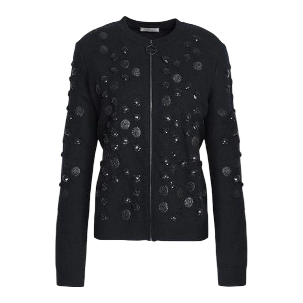 Nina Ricci Black Sequin Embellished Wool Blend Jacket size Medium